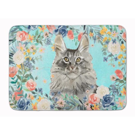 Carolines Treasures Maine Coon Spring Flowers Machine Washable Memory Foam Mat CK3393RUG